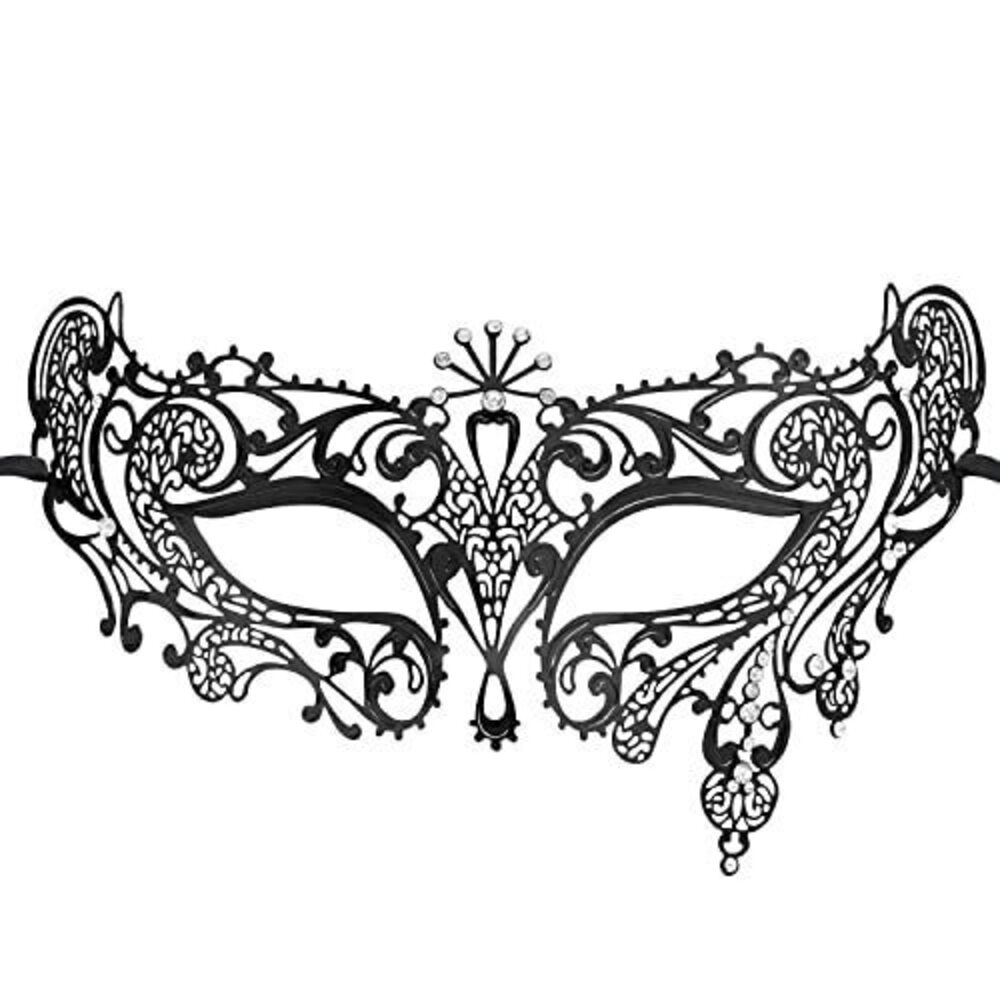 2127 Laser Cut Metal Venetian Halloween Mardi Gras Party Mask Black
